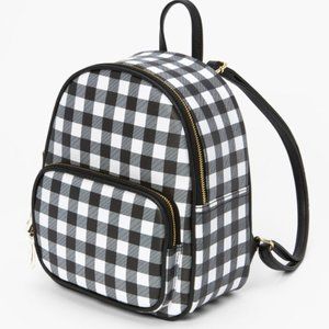 Claire's Black and White Gingham Small Backpack NWT